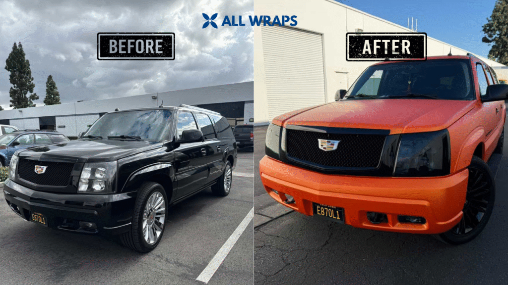 Cadillac escalade 2005 from black to Matte Satin Orange